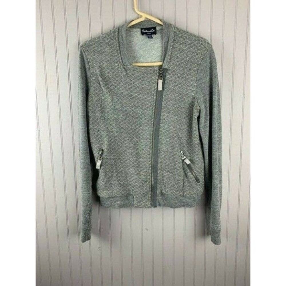 Splendid Size S Womens Gray Jacket Full Zip Zip Pockets Long Sleeve Sweatshirt